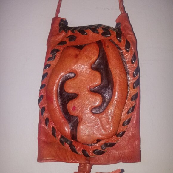 African Gye Nyame All Leather Passport Wallet/Neck